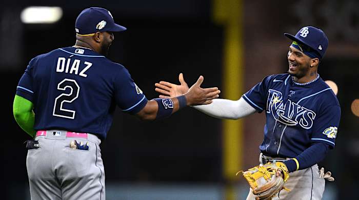 Yandy Diaz and Wander Franco of the Tampa Bay Rays